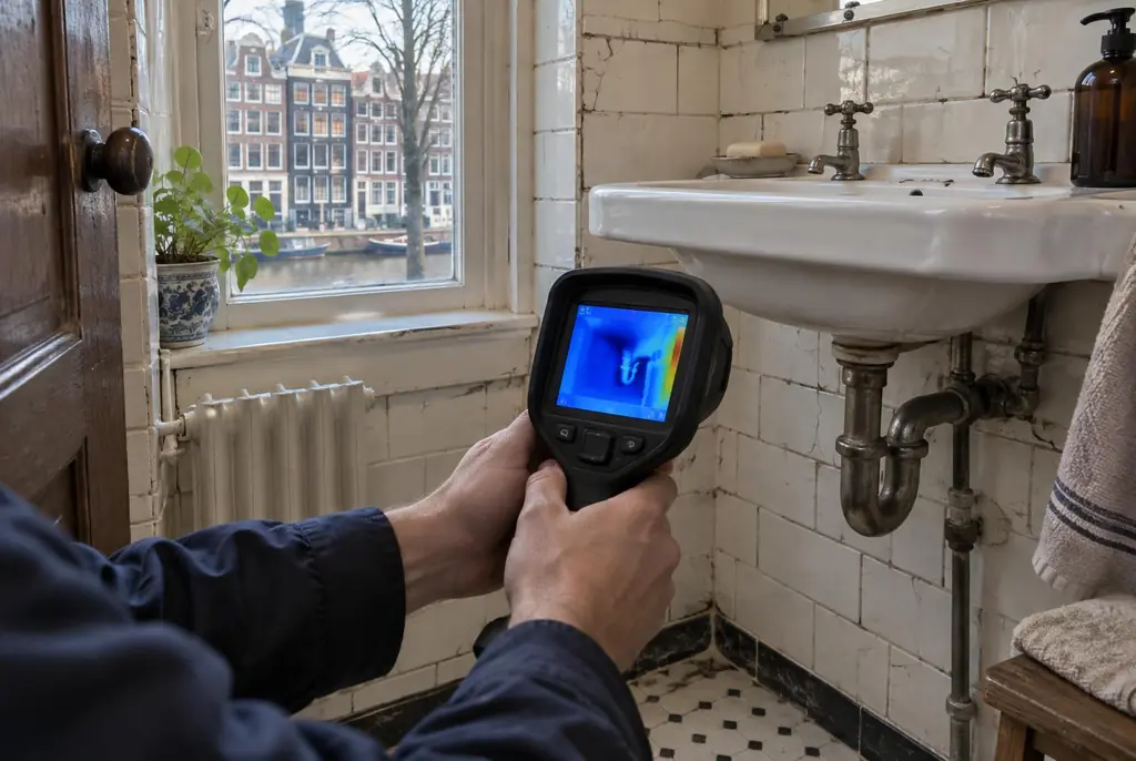 Lekdetectie Austerlitz – badkamer met oude leidingen achter de tegels